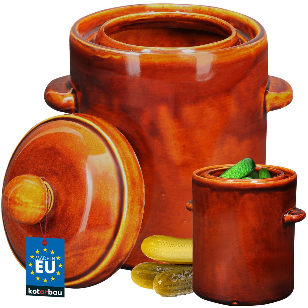 KOTARBAU® Gärtopf 2,5 L Braun Steinzeugtopf mit Hermetikdeckel Sauerkrauttopf Gurkentopf Einmachtopf