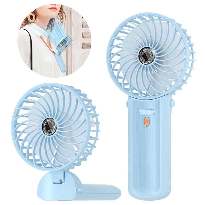 Handventilator, Mini Ventilator USB Wiederaufladbar, 5,5-16 Std. Laufzeit, 4 Windgeschwindigkeiten,