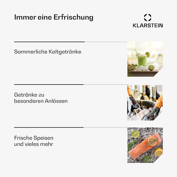 Klarstein Eiswürfelmaschine Klein - 12 kg/24 h, 8 Min Zyklus, 1,5 L Wassertank, LED-Anzeigen, Tragba