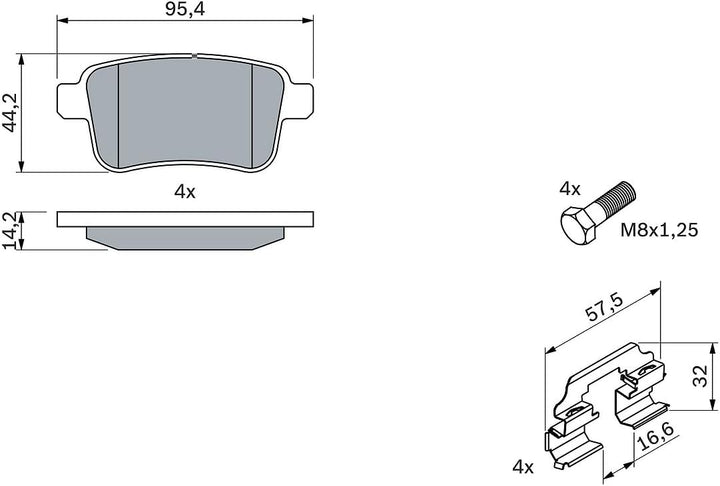 Bosch BP1221 Bremsbeläge - Hinterachse - ECE-R90 Zertifizierung - vier Bremsbeläge pro Set