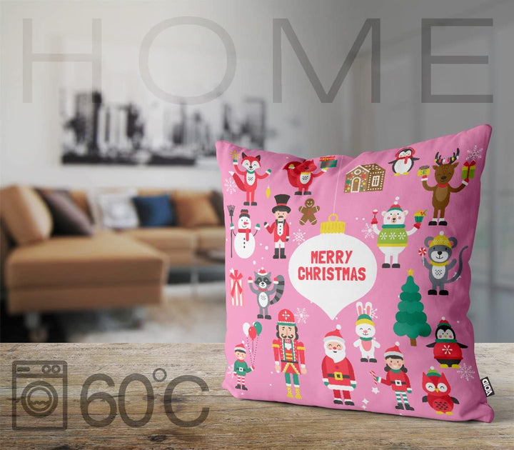 VOID Tiere Spielzeug Deko rosa Kissenbezug Kissenhülle Sofakissen Kissen Deko Weihnachten Winter Wei