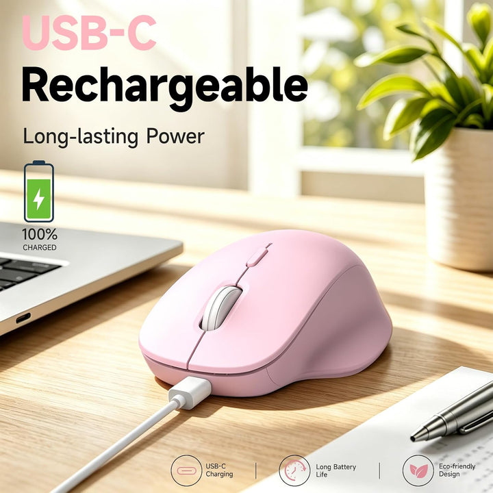 qaf Kabellose Dual-Mode Maus, Bluetooth &amp; 2,4 GHz Funkmaus, wiederaufladbare USB-C Wireless Maus mit