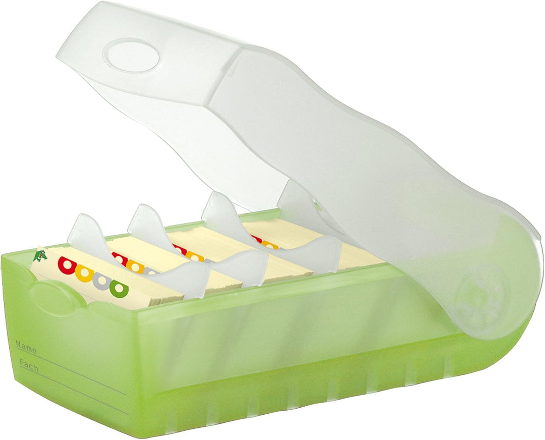 HAN Karteibox Croco A7, transl.-gelb mit 5 Stützen und 100 Karten (A7 | 2er Pack, Grün) A7 | 2er Pac