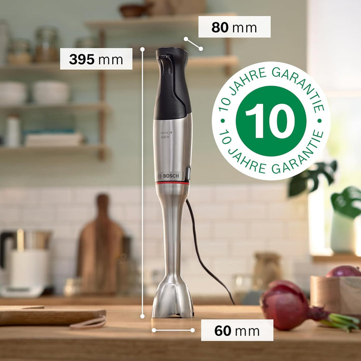 Bosch Stabmixer ErgoMaster Serie 6, Zerkleinerer, einhändig bedienbar, 4 Edelstahl-Klingen verschlei