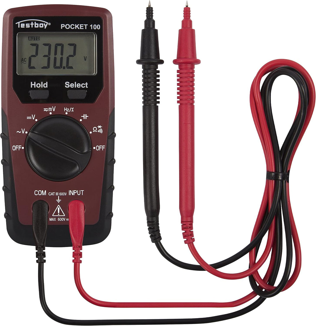 Testboy Pocket 100 Digital-Multimeter (Klein und handlich, Spannungsmessung bis 600 V AC/DC, LC-Disp