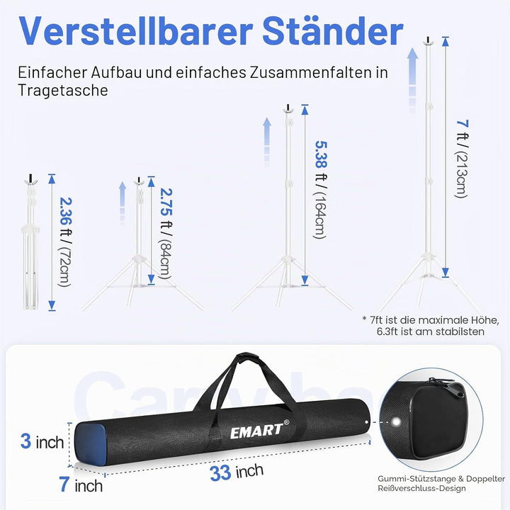 EMART Weisser Foto Hintergrund Ständer, 2x3m Verstellbarer Hintergrundsystem mit 8 Hintergrundklemme
