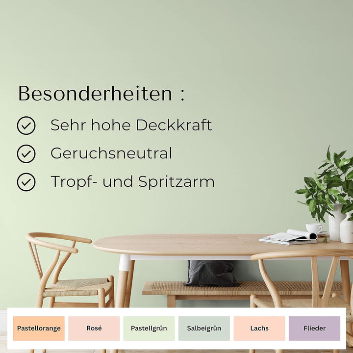 derendo Fühl Dich Wohl Deine Farbe pastell, matte Wandfarbe pastell, hohe Deckkraft, verschiedene Pa