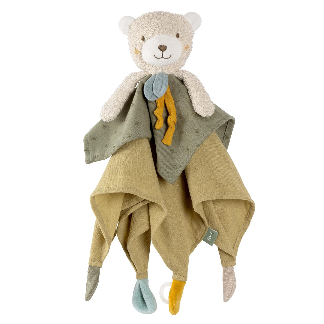 Fehn Schmusetuch Bär fehnNATUR - Spielkamerad & Stofftier-Schnuffeltuch mit Baumwolle aus kontrollie