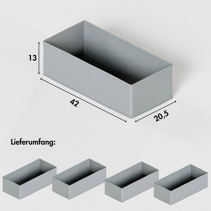 4x Organizer für Hemnes Kommode, Unterteilung für Schublade, 42 x 20,5 x 13cm, ideal für T-Schirts,