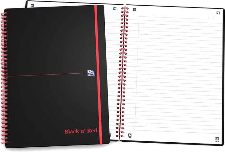 Oxford 400047655 Spiralbuch Black n' Red 5er Pack DIN A5 liniert flexibler Deckel 70 Blatt schwarz r