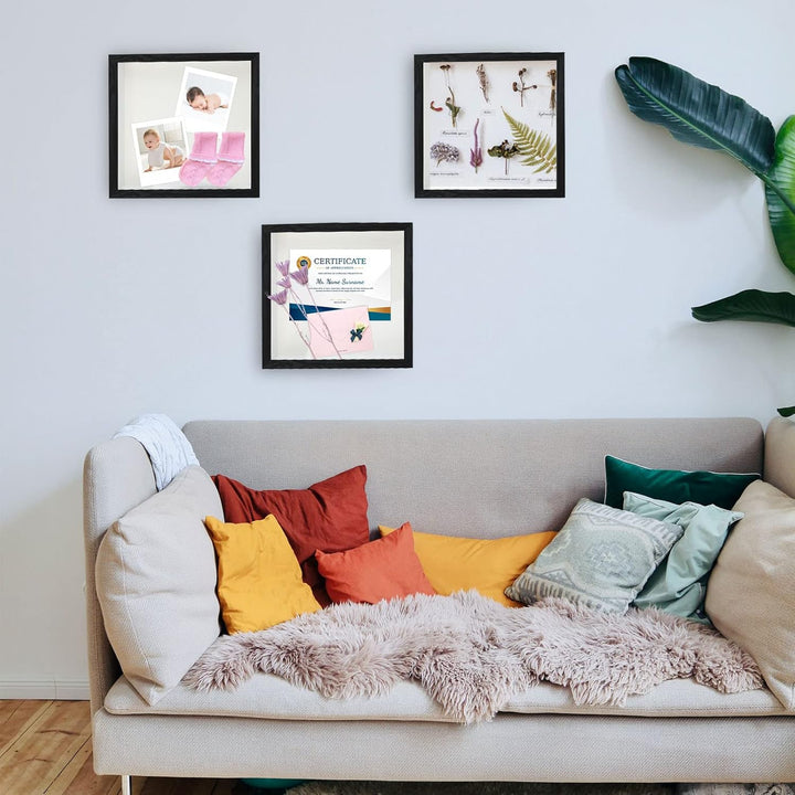 Anhow 2er 3D Bilderrahmen zum Befüllen, 3D Bilderrahmen Tiefer Objektrahmen 23 x 23 cm mit Transpare