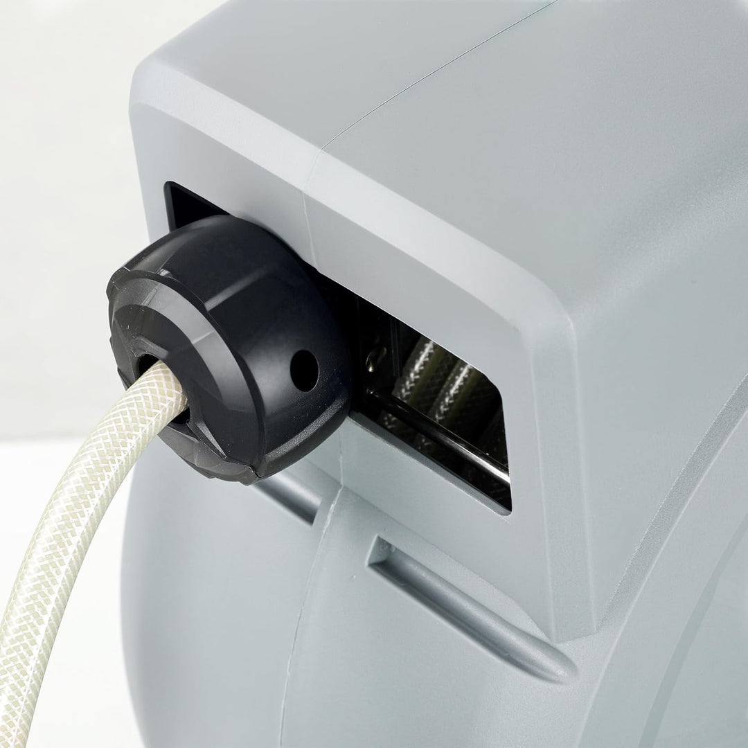 Outsunny Schlauchtrommel mit Gartenschlauch 30m, 180° schwenkbar Schlauchbox, Schlauchaufroller zur