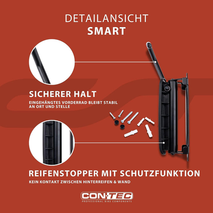 CONTEC Wandpräsenter smART, 30kg, aus Stahl und festen Kunststoff, inkl. Befestigungsmaterial, Fahrr