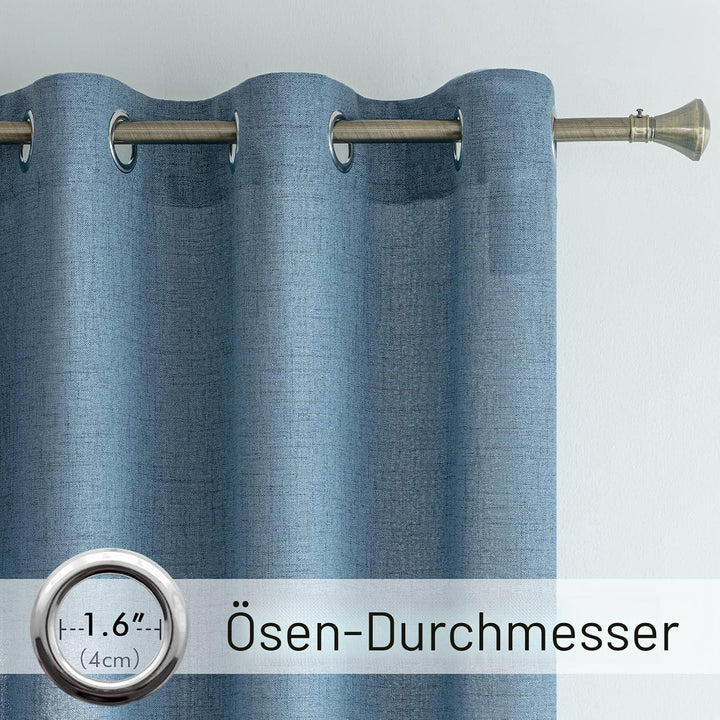 MIULEE Wohnzimmer Vorhänge Gardinen Leinen Ösenvorhang Leinenoptik Vorhang Boho Gardine mit Ösen Sem