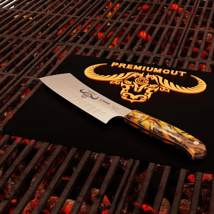 GIESSER seit 1776 - Made in Germany - Japanisches Kochmesser 16 cm, Kullenschliff, Spicy Orange, Pre