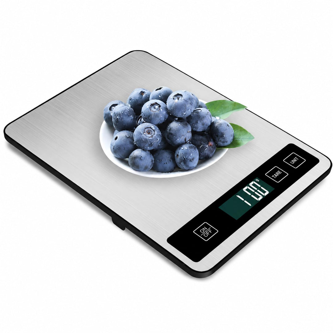 Digitale Küchenwaage 15kg/33lb, Lebensmittelwaage mit Tara-Funktion, Edelstahl Waage, LCD-Anzeige, H