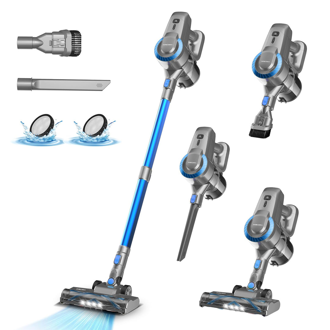 Akku Staubsauger, 28000Pa/175W/55Min Staubsauger Kabellos, Anti-Tangle-Bürste und Selbststehend, Ult