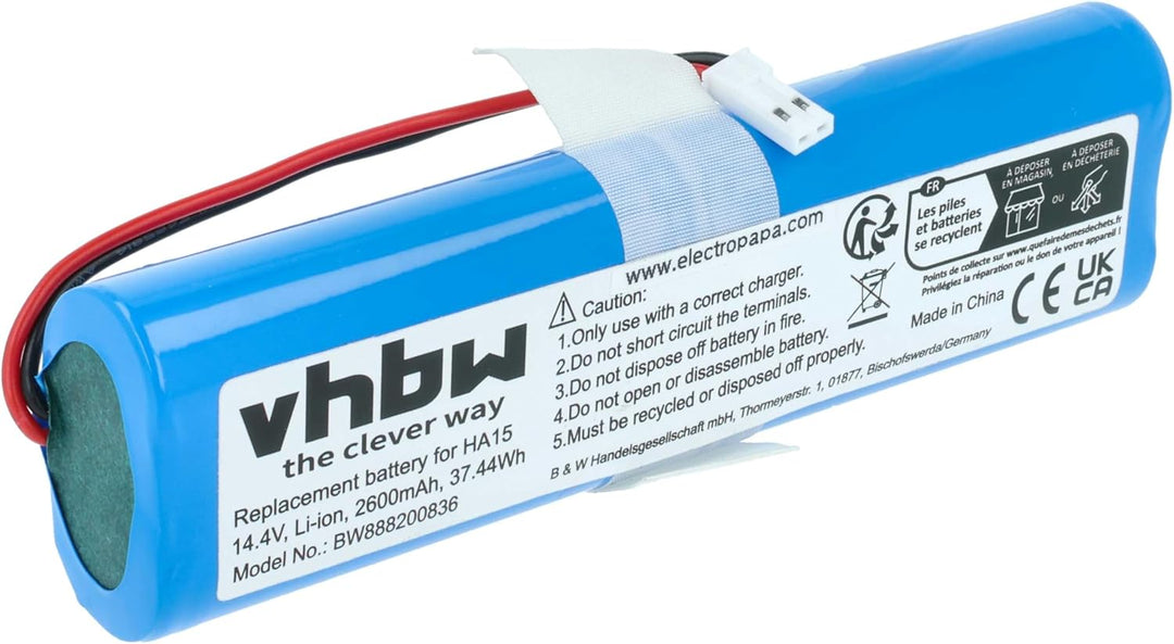 vhbw Akku kompatibel mit Medion E32 SW, MD18510 Saugroboter (2600 mAh, 14,4 V, Li-Ion)