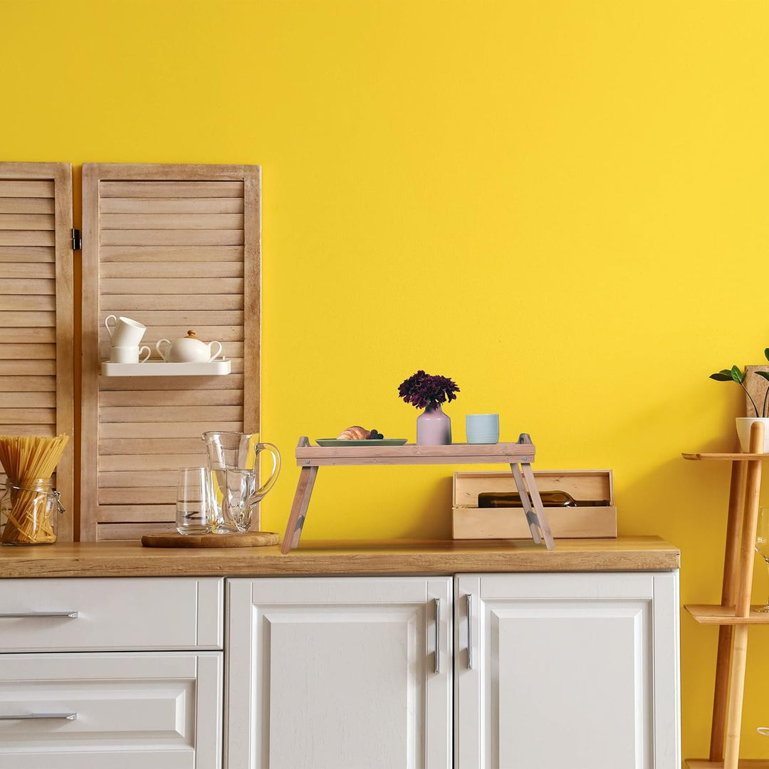 Relaxdays Betttablett klappbar, Essenstablett mit Füssen, Frühstück im Bett, Bambus & MDF, HxBxT: 25