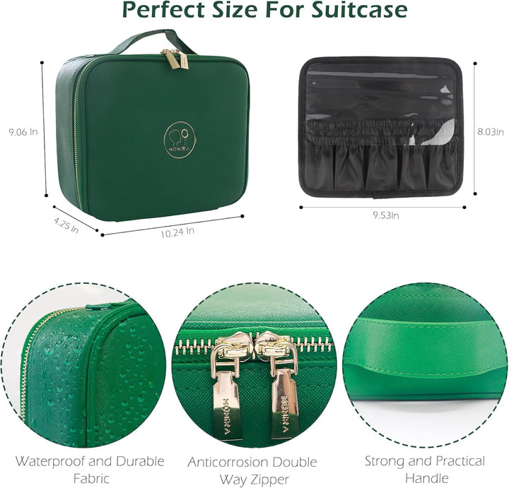 MOMIRA Reise-Makeup Tasche Kosmetiktasche mit beleuchtetem Spiegel, Einstellbarer Helligkeit in 3 Fa