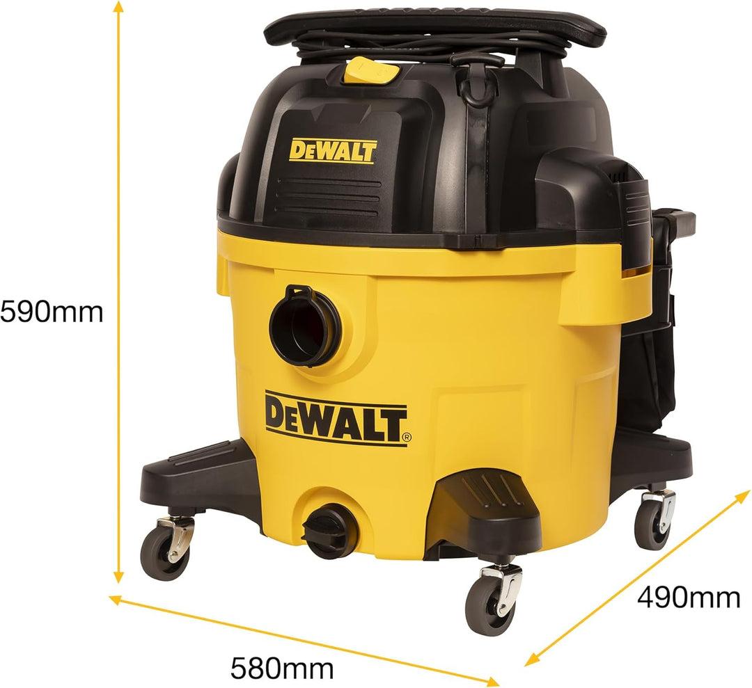 DeWALT 34L Nass-/Trockensauger, EUDXV34P, Poly, Gelb, 1200 W, 34 liters