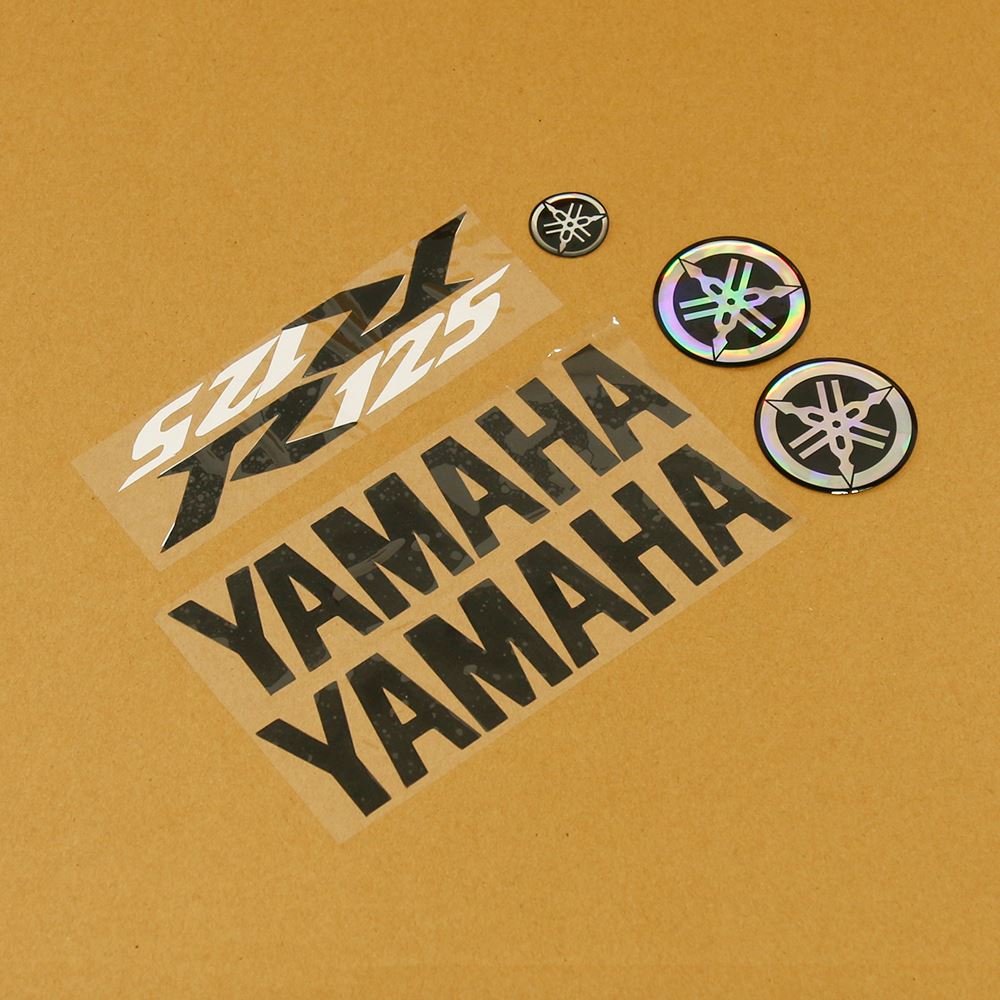 YZF-R125 Aufkleber Set mit 7 Stück, Schwarz/Schwarz/Weiss, 08-17, Hergestellt aus Vinyl-Schnitt