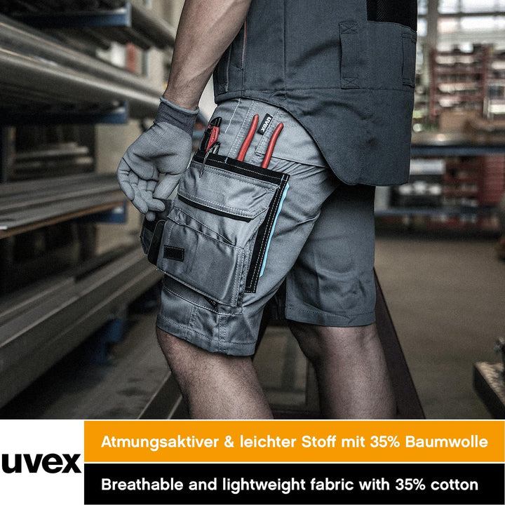 Uvex Tune-up Herren-Arbeitshose kurz - leichte, robuste Männer-Arbeitshosen für den Sommer - 35% Bau