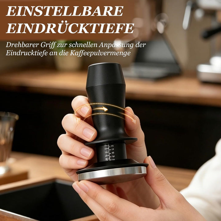58 mm Espresso Tamper Set mit Doppelfeder und Einstellbarer Eindrücktiefe, WDT-Nadel, Barista Zubehö