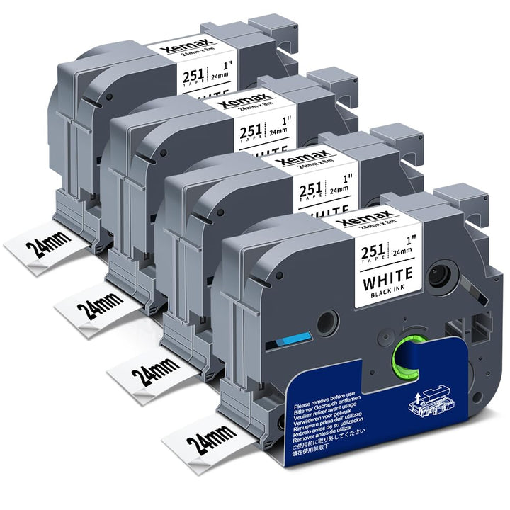 4x XemaX Kompatibel Schriftband Ersatz für Brother P-touch Bänder 24mm TZe-251 TZe 1&
