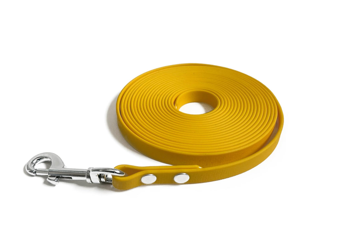 Schleppleine für Hunde aus Gurtband wasserbeständig (gelb, 5m x 13mm) gelb 5m x 13mm, gelb 5m x 13mm