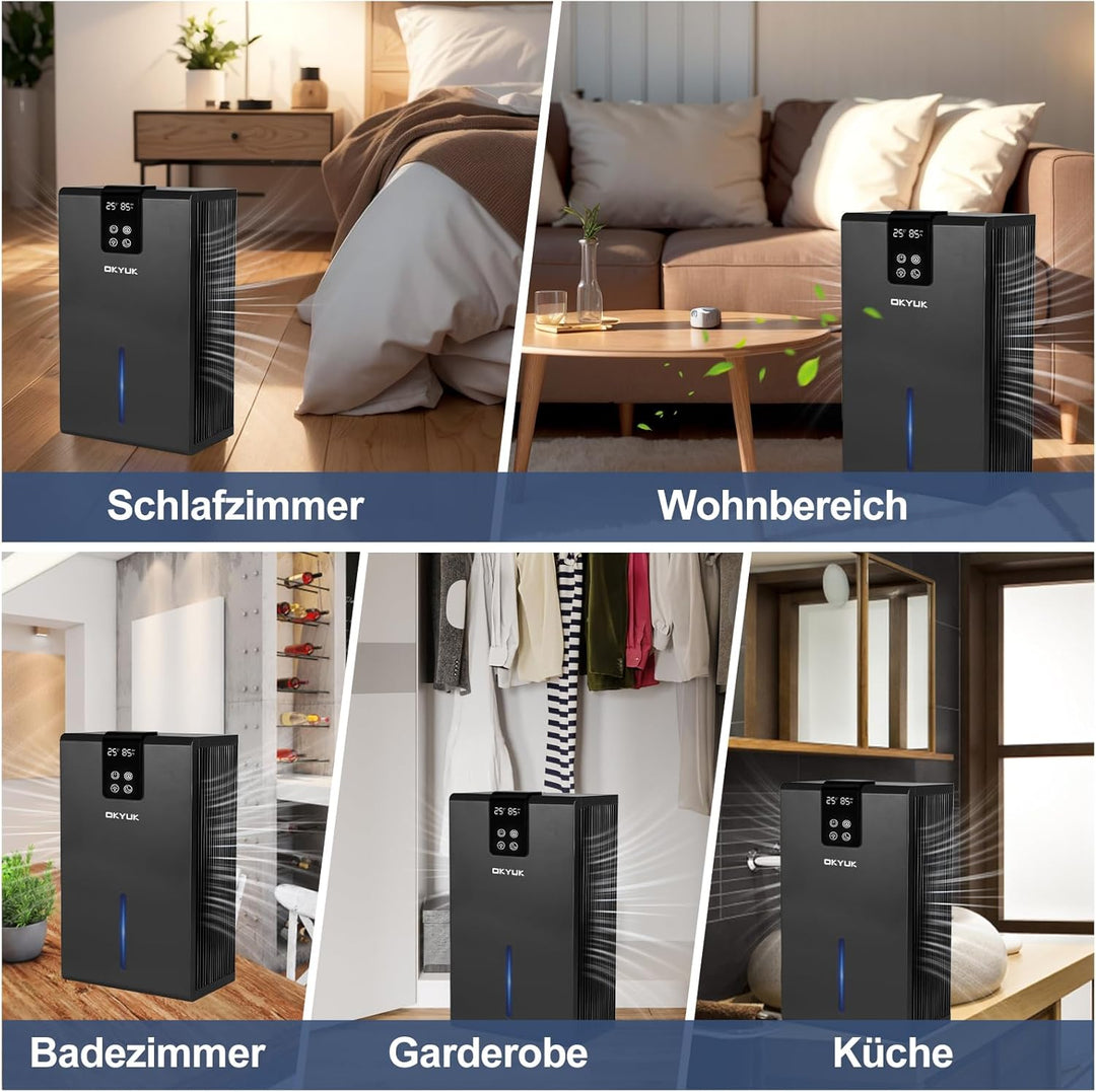 Luftentfeuchter Elektrisch 2700ml, Luftentfeuchter für Zuhause mit automatischer Abschaltung, 7-Farb
