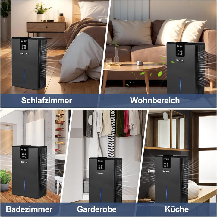 Luftentfeuchter Elektrisch 2700ml, Luftentfeuchter für Zuhause mit automatischer Abschaltung, 7-Farb