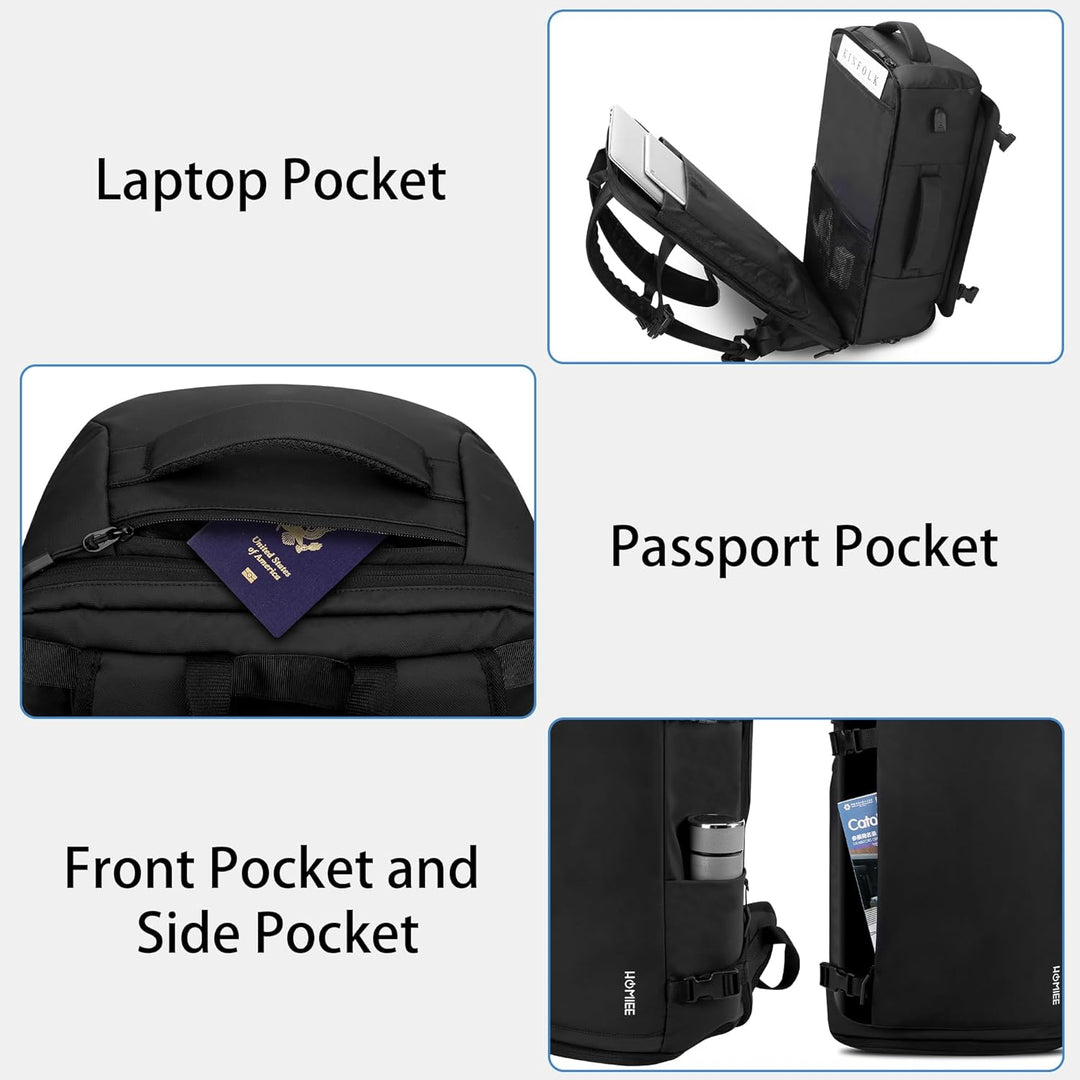 HOMIEE Reiserucksack 40L Grosser Rucksack Herren Wasserdicht 15.6-17.3 Zoll Laptoprucksack Handgepäc