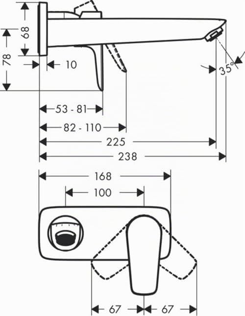 hansgrohe Wasserhahn Talis E Unterputz (Armatur mit Auslauf Länge 225mm für Wandmontage) Chrom Chrom