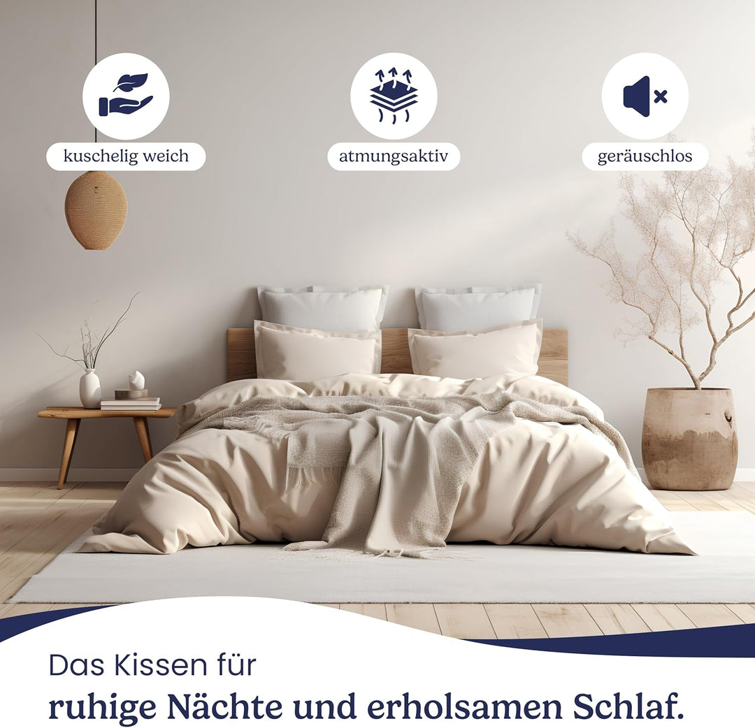 Gentle North Kopfkissen (80x80 cm gross) - 4er Set Kissen für Bett und als Dekokissen - Mit Reissver