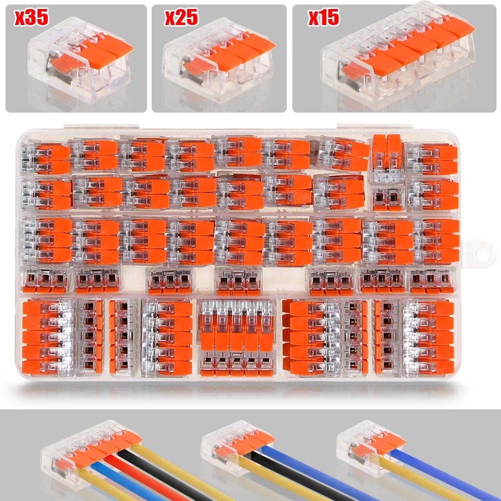 75 Stück Klemmen Elektro Set, Kabelverbinder Verbindungsklemmen Dosenklemme Lüsterklemmen Steckbar 2