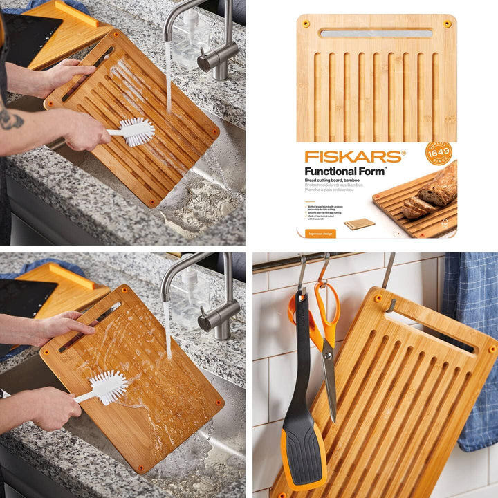 Fiskars Bambus Schneidebrett, Functional Form, Zweiseitig, Masse: 35 x 25 x 1,5 cm, Bambus, 1059230,