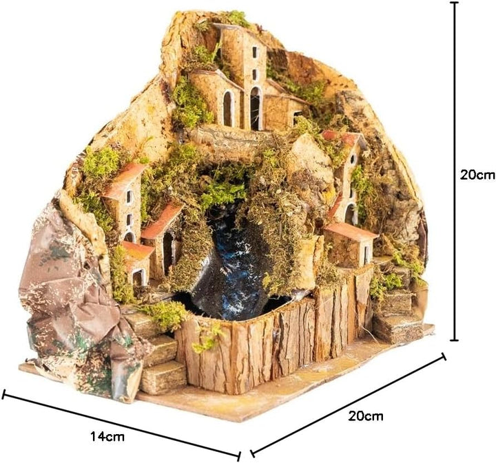 Bach für Krippe mit Häusern 20 x 14 x 20 cm (7,87 x 5,51 x 7,87 Zoll), Produkt von Hand gefertigt, M