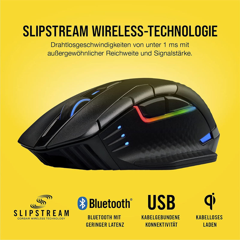 CORSAIR DARK CORE RGB PRO SE Wireless FPS/MOBA Gaming Maus Mit Qi Wireless Charging - 18.000 DPI - 8