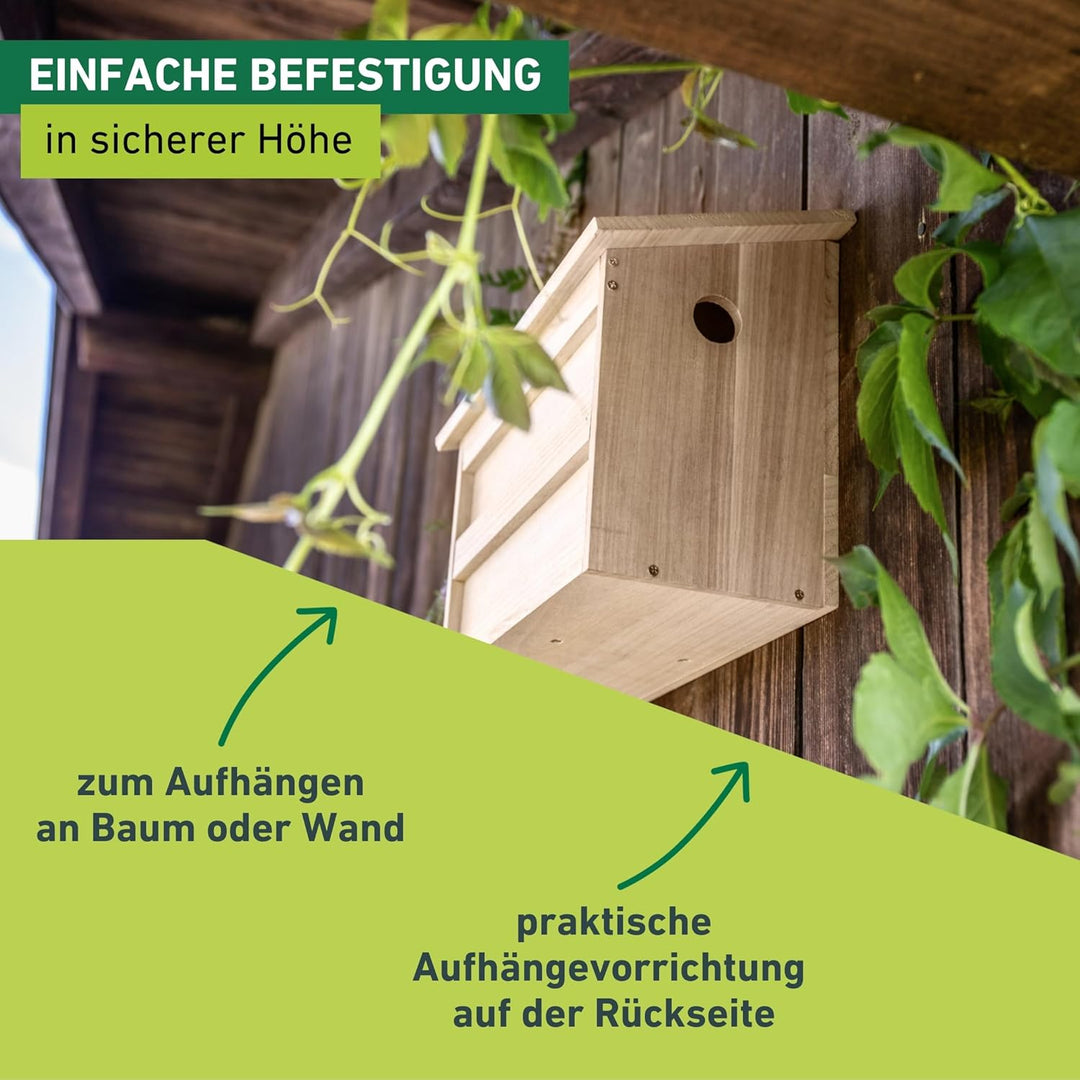 Windhager Nistkasten Twinhouse Sparrow, Vogel Nistkasten mit Zwei getrennten Kammern, Vogelnistkaste