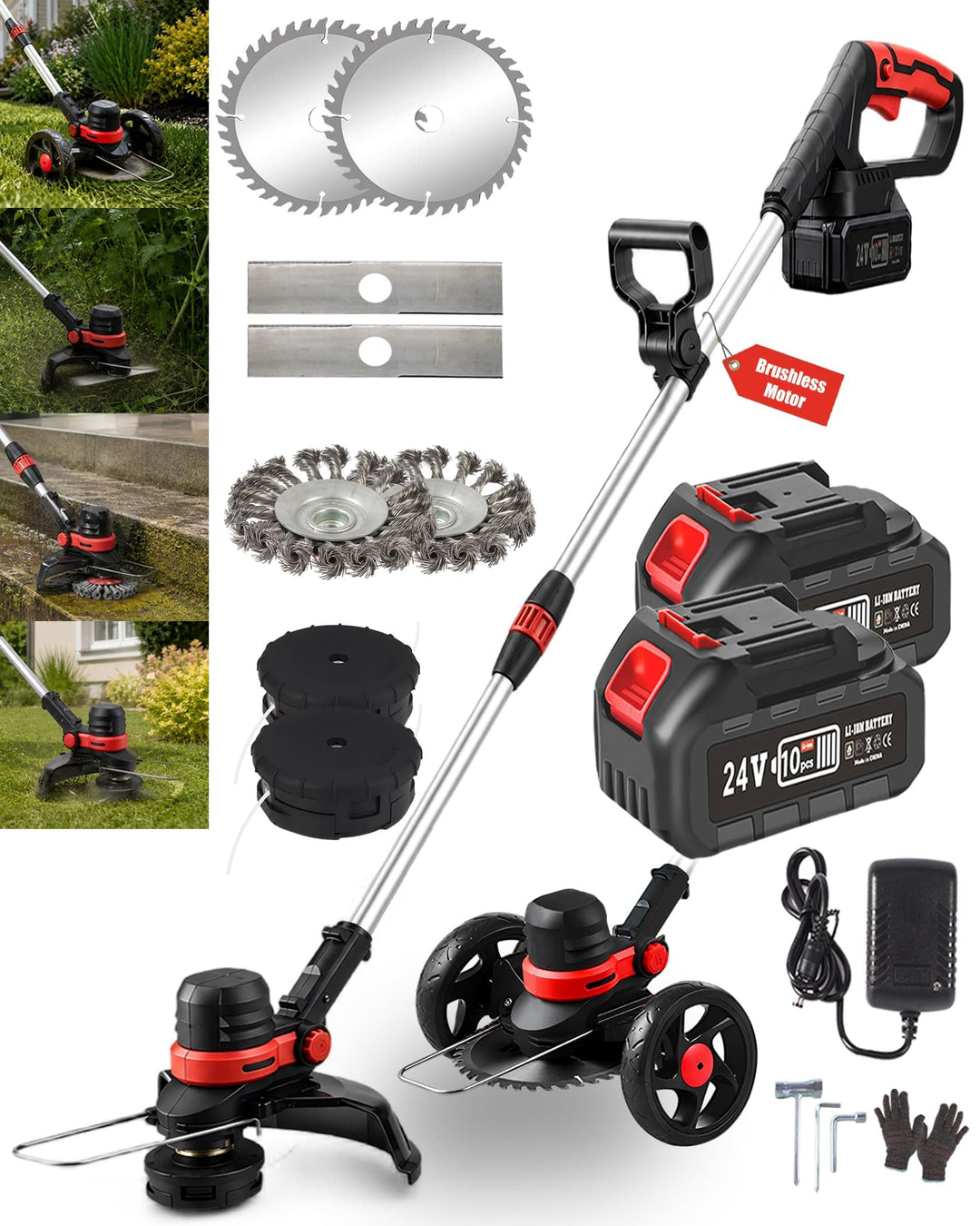 Rasentrimmer mit Akku für Makita Rasentrimmer mit Unkrautbürste BRUSHLESS | ∅30cm Freischneider Akku