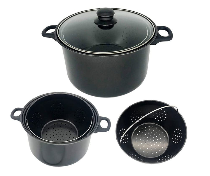 BASS POLSKA Topf mit Sieb und Deckel, Magic Pot Kochtopf-Set, Einfaches Kochen, Abgiessen & Serviere