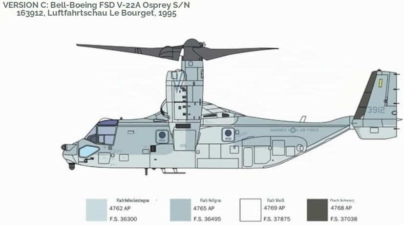 Italeri Boeing 1463 1:72 V-22 Osprey Tilt Rotor-Bausatz, Standmodellbau, Basteln, Hobby, Kleben, Pla