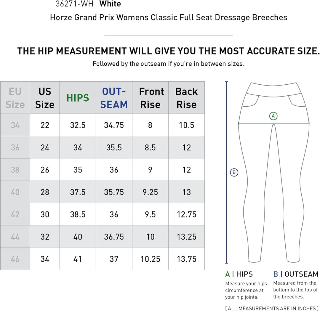 HORZE Damen Reithose Grand Prix, Turnierreithose mit Ledervollbesatz 32 Weiss/Opulenter Garten, 32 W