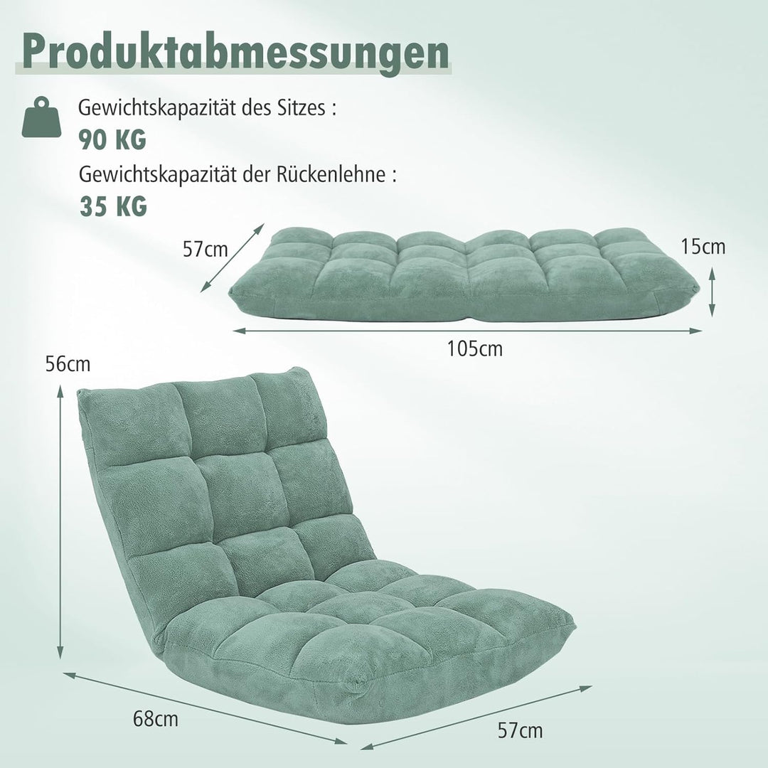 GOPLUS Bodenstuhl, Bodensofa mit Rückenlehne, Bodensessel mit Schlaffunktion, Floor Chair, Lazy Sofa