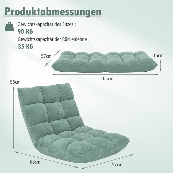 GOPLUS Bodenstuhl, Bodensofa mit Rückenlehne, Bodensessel mit Schlaffunktion, Floor Chair, Lazy Sofa
