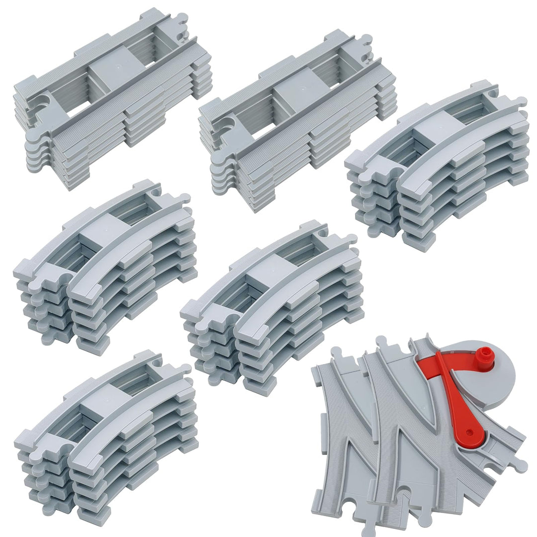Cabeeskii Bausteine Zug Schienen Set, Spielzeug Eisenbahnschienen,bestehend aus Cross Track Gerade,