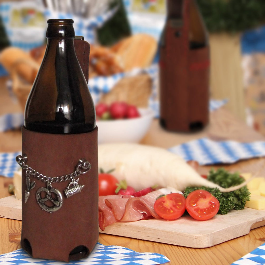 Brotzeit-Charivari 0,5l - Das Original aus echtem Leder - Bier Holster Bierhalter