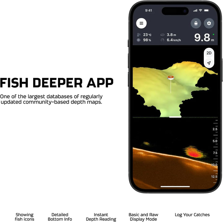 Deeper CHIRP+ 4 KI-gesteuerter wurffähiger Fischfinder mit GPS – Tragbarer Sonar für Boot, Eis & Ufe
