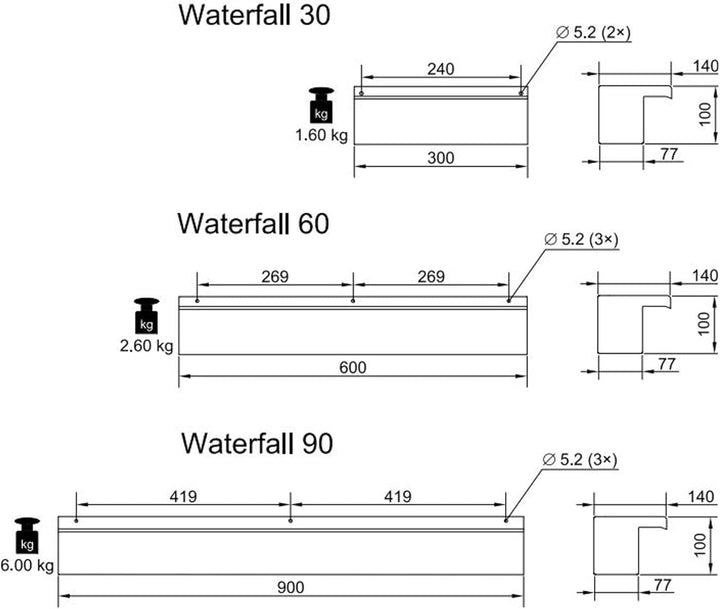 OASE 50706 Waterfall 90 - Edelstahl-Wasserfall 90 cm breit für Wasservorhänge an Mauer und Wand für
